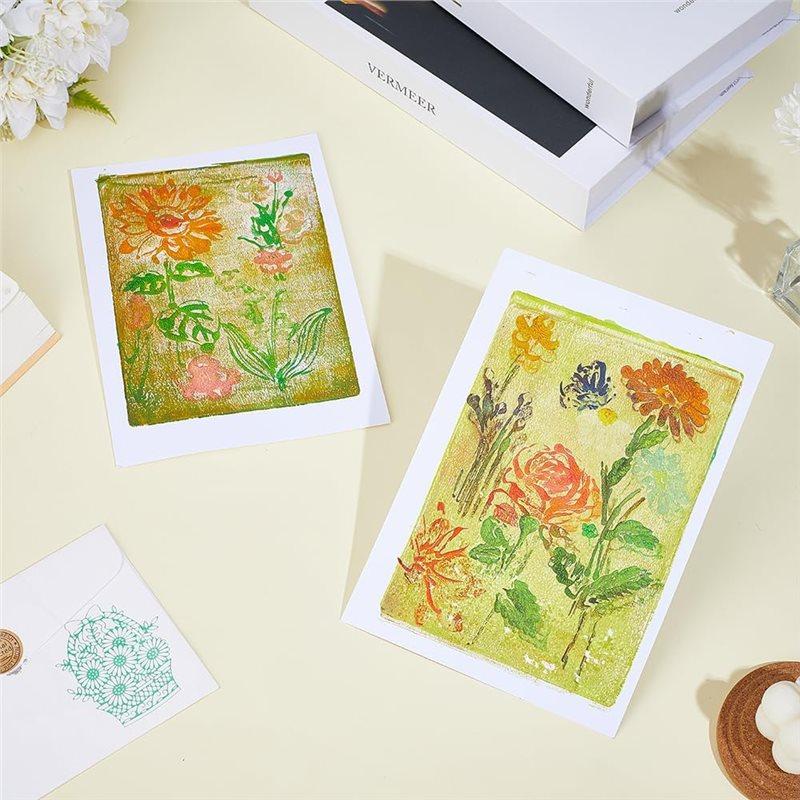 2025 Trend Reusable Gelatin Print Plate 12.7X17.8 Cm/5X7 Inch Gel Printing Kit Stencils, Acrylic Paint, Essential Tools For Adul