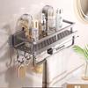 30/40/50cm Suction cup storage rack bathroom wall mounted non perforated bathroom towel rack multifunctional storage rack