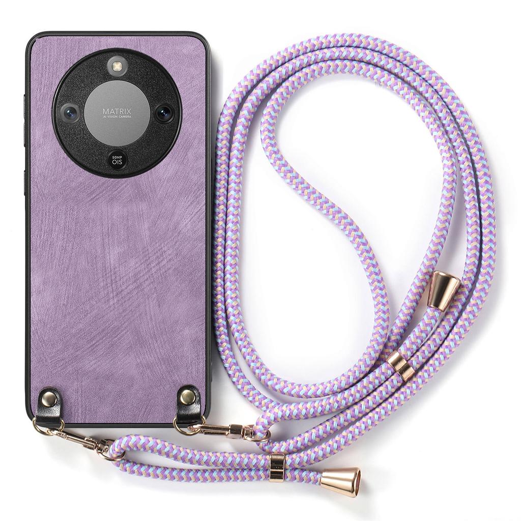 Phone Case For Honor Magic8 Lite 5G / X9d 5G / X70 5G Retro Leather Back Cover with Adjustable Strap