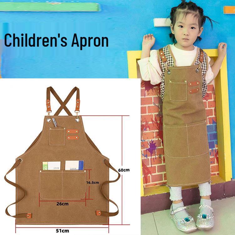 Art Studio Cross-Border Long Smock Apron, Oil & Watercolor Painting Canvas Apron