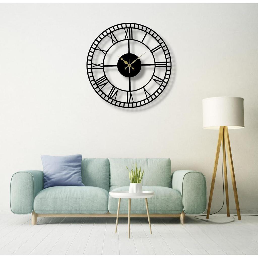 Clock for Living Room, Bedroom, Office, Kitchen, Stylish Analog Wall Clock for Home and Hall, Designer Big Size Modern Wall Watch 40 Cm, Black
