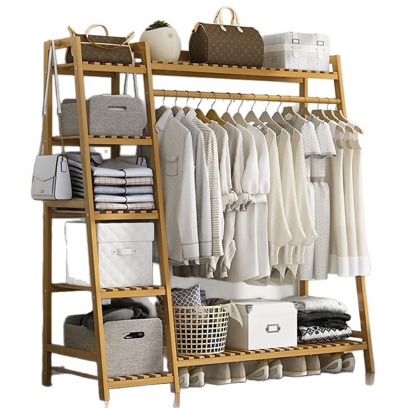 Bamboo Floor-Standing Clothes Rack & Wardrobe Organizer