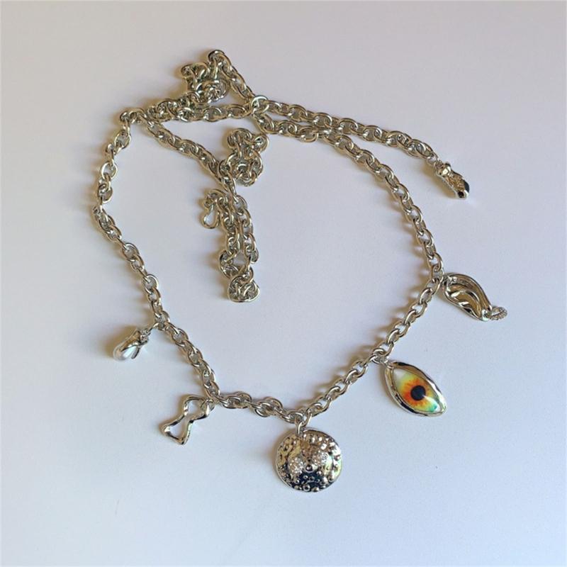 Elegante Taillen-Schmuck-Dekore mit Teufelsaugen-Anhänger, verstellbare Metall-Körperkette, Hüftgürtel für Abendparty-Outfit