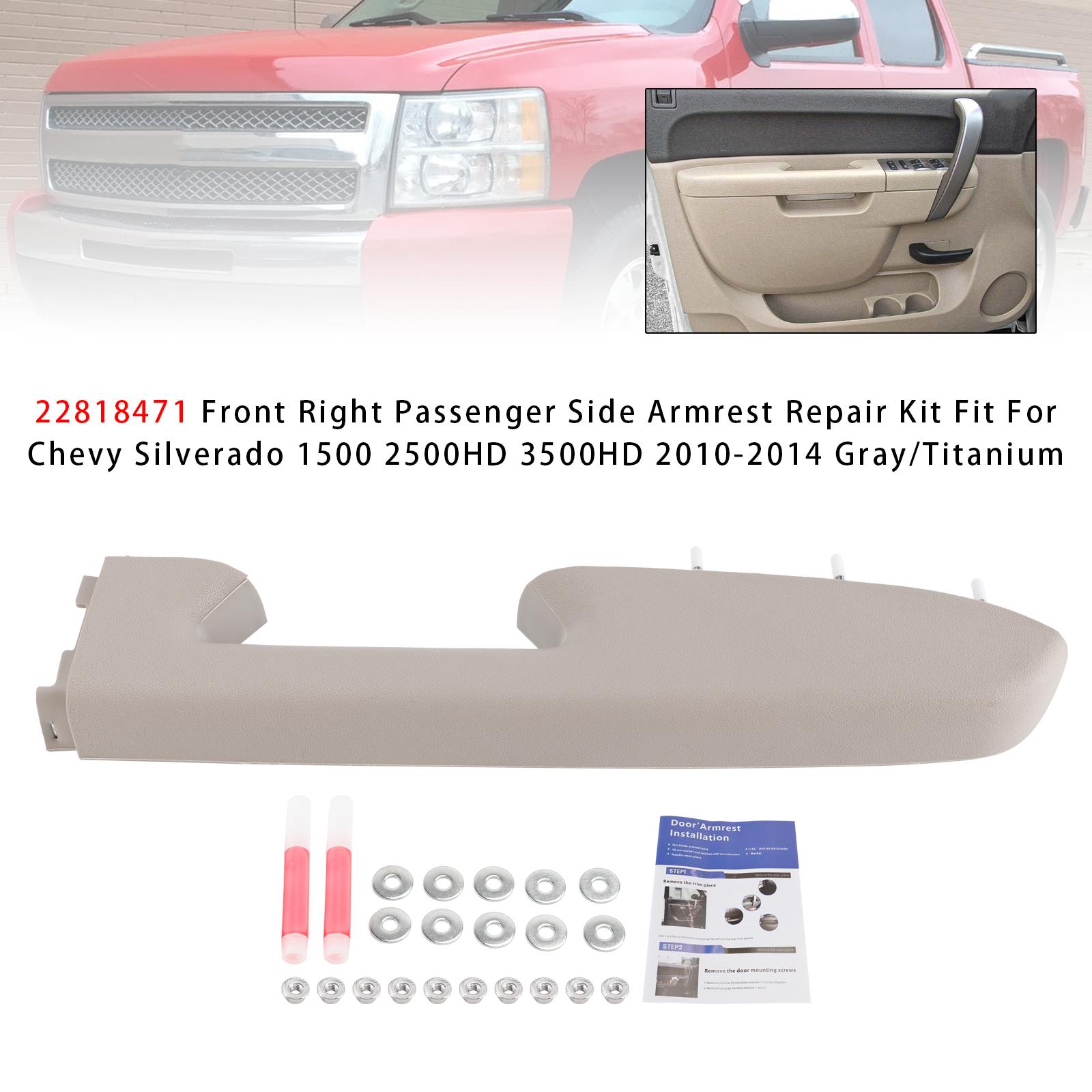 

Front Right Armrest Repair Kit For Chevy Silverado 1500 2500HD 2010-2014 Gray