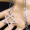 Hip Hop Rock Music Him Heartagram Star Heart Necklace for Women Men Stainless Steel Y2k Black Metal Band Goth Punk Chain Jewelry