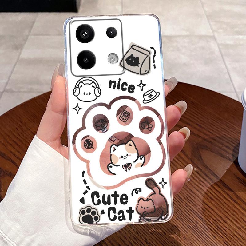 For Redmi Note 14S Case Transparent Aesthetic Luxury Cute Cat Fashion Astronaut Soft TPU Casing Silicone Shockproof Bumper Cover