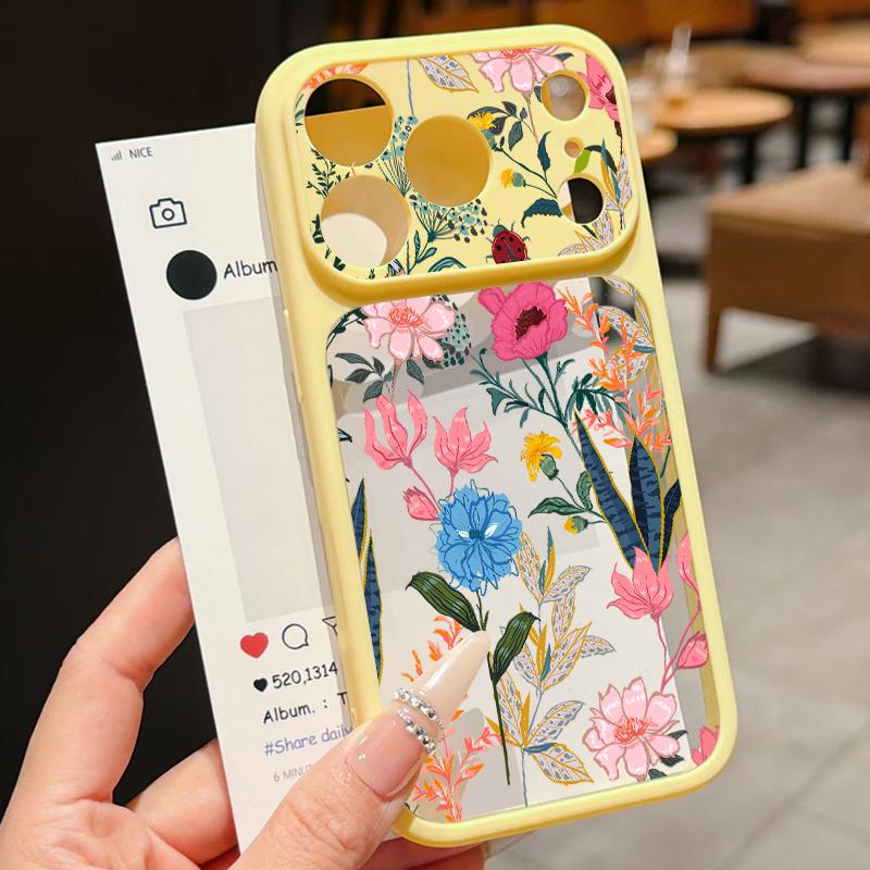 Colorful Flower Pattern Case For iPhone 17 Pro Max For iPhone 16 15 14 13 Pro Max Luxury Hybrid TPU+PC Clear Back Hard Cover