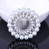 High End Exquisite Simple Pearl Four Circle Rhinestone Brooch Pin Silk Scarf Button Clothing Accessories