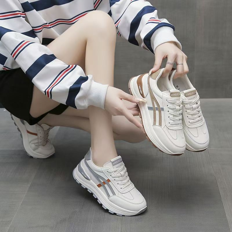 Platform-soled Casual Forrest Gump Shoes Women's 2025 New Spring Comfortable Height Increase Versatile White Shoes Lightweight Sports Running Shoes