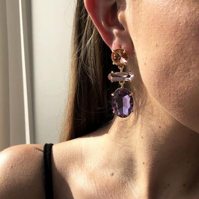 1 çift Zarif Uzun Püskül Damla Küpe Parlayan Rhinestones Kakma Abartılı Dangle Küpe Moda Aksesuarları