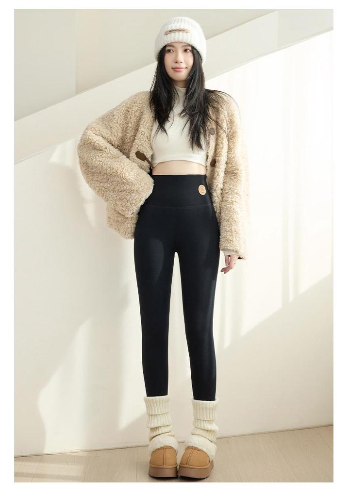 MXL005 Women's Lambswool Fleece-Lined High-Waisted Winter Leggings - Extra Thick & Warm
