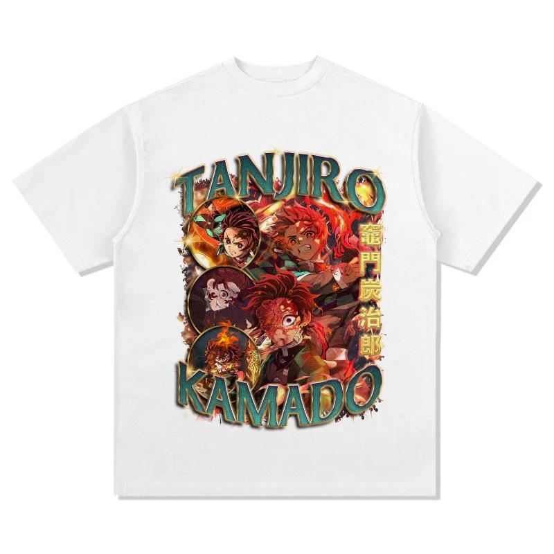 Demon Slayer Japanese Anime Pure Cotton Tshirt Summer Men and Women Anime Enthusiasts Fashion Casual Retro Short Sleeve Tshirt