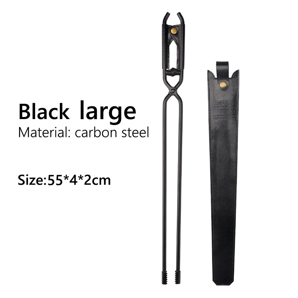 Anti-scald Camping Fire Poker Thickened Carbon Steel Fire Pokers Barbecue Burning Tongs With Leather Cover Outdoor BBQ Tools New