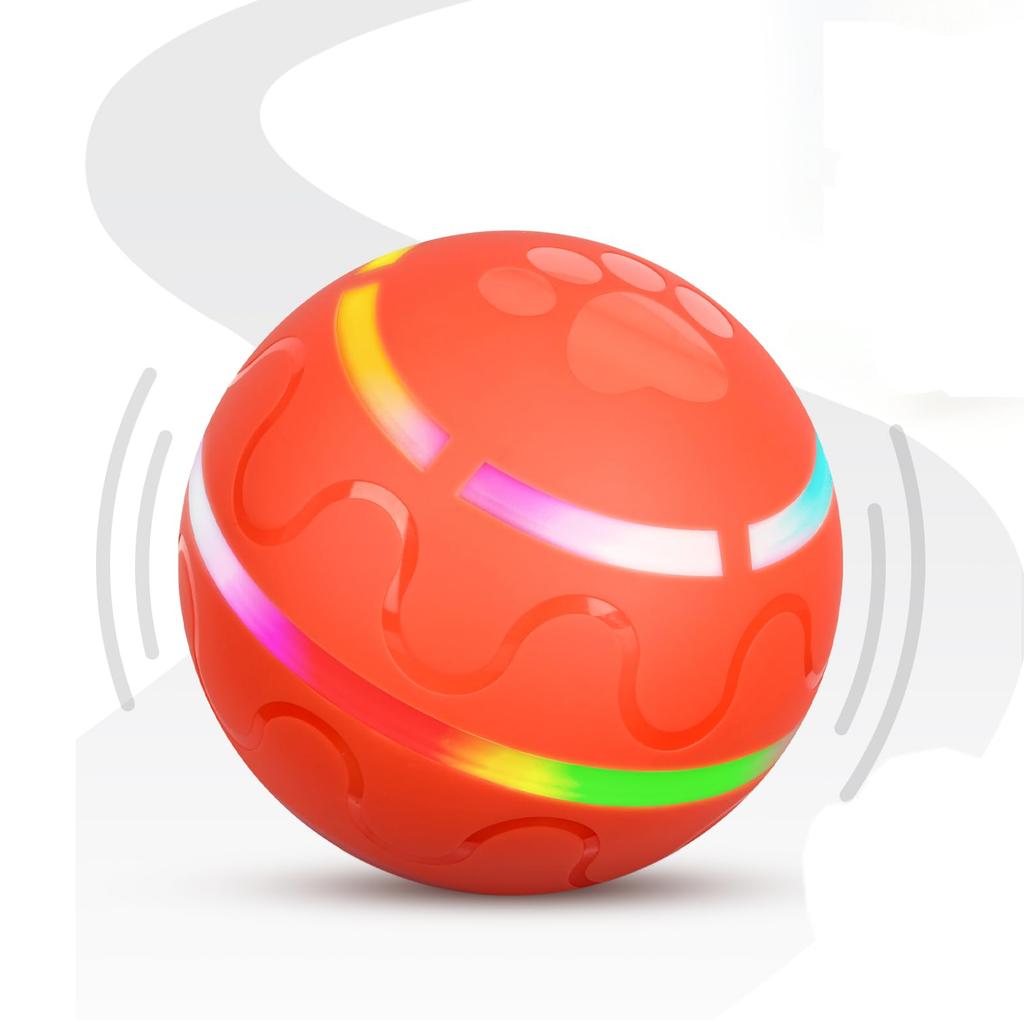 Bateruni Dog Ball Illuminated Moving Dog Remote Automatic Rotating Pet Electric USB Two Operation 8cm Suitable for and Large Orange Toy, Ball,