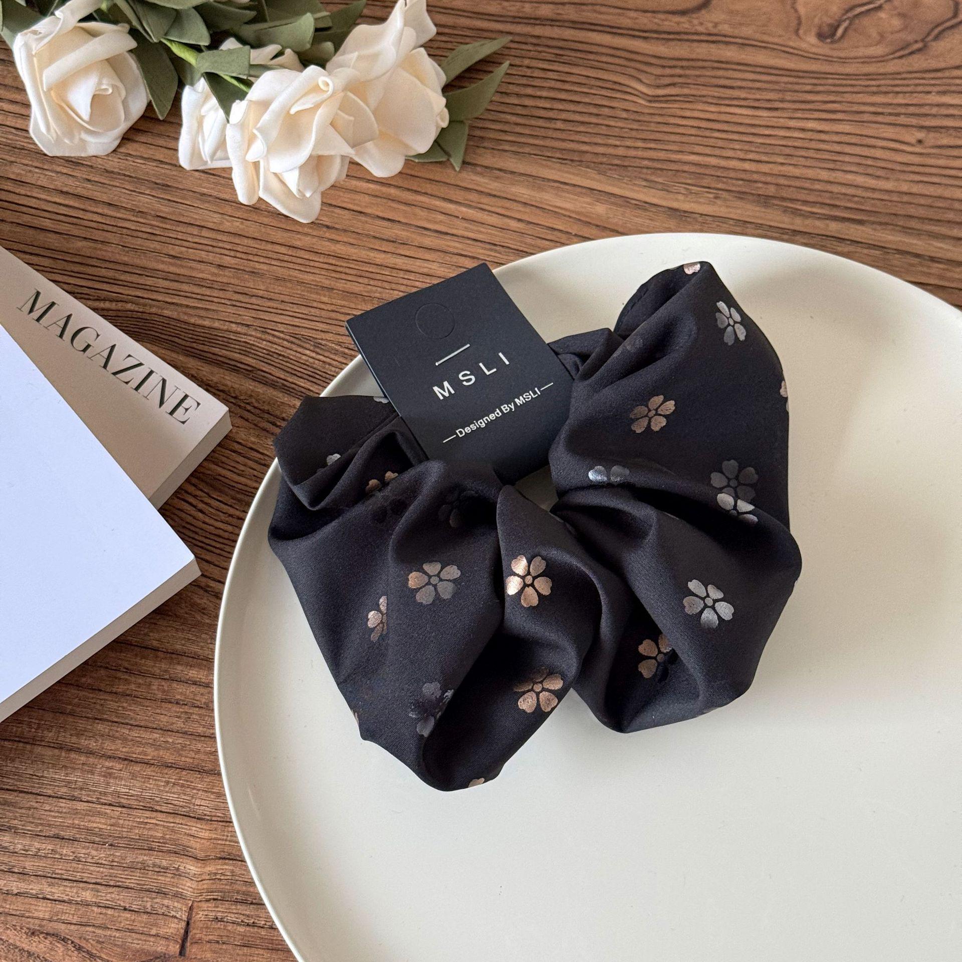 Women s Elegant 18cm Black Satin Scrunchie Hair Accessory Headband