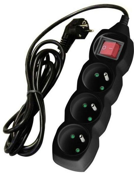 Extension cord with switch dpm pp16 3 sockets/3 m black