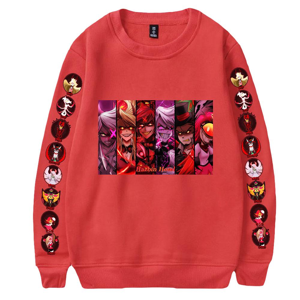 Hanorac cu gât în ​​formă de Hazbin Hotel Femei/Bărbați Hanorace cu mânecă lungă la modă Imprimeuri anime Haine casual Streetwear