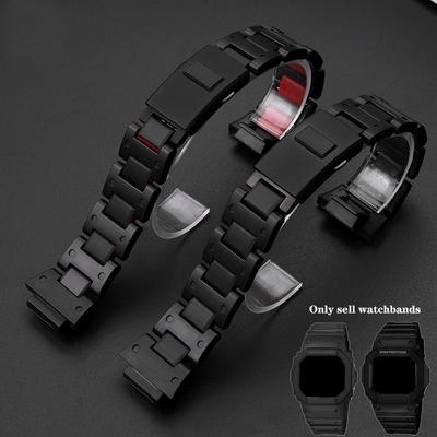 Per cinturino Casio G-SHOCK GA-2100 DW5600 DW-6900 GW-M5610/B5600 Plastica nera Acciaio Cinturini per orologio uomo Sportivo Sostituzione Braccialetto