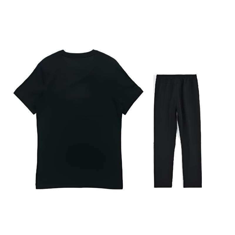 Li Ning Summer Mens Short Sleeve Long Pants Comfortable Breathable Versatile Trendy Skin-Friendly Fashion Casual Sports Suit ATSW961-1+AKLU881-1