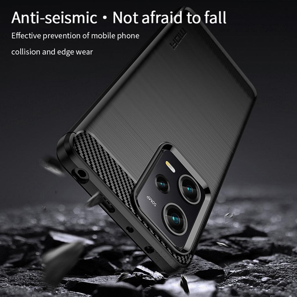MOFI JK TPU Series-1 for Xiaomi Redmi Note 12 Pro+ 5G Carbon Fiber Texture Flexible TPU Case Anti-scratch Brushed Phone Back Cover