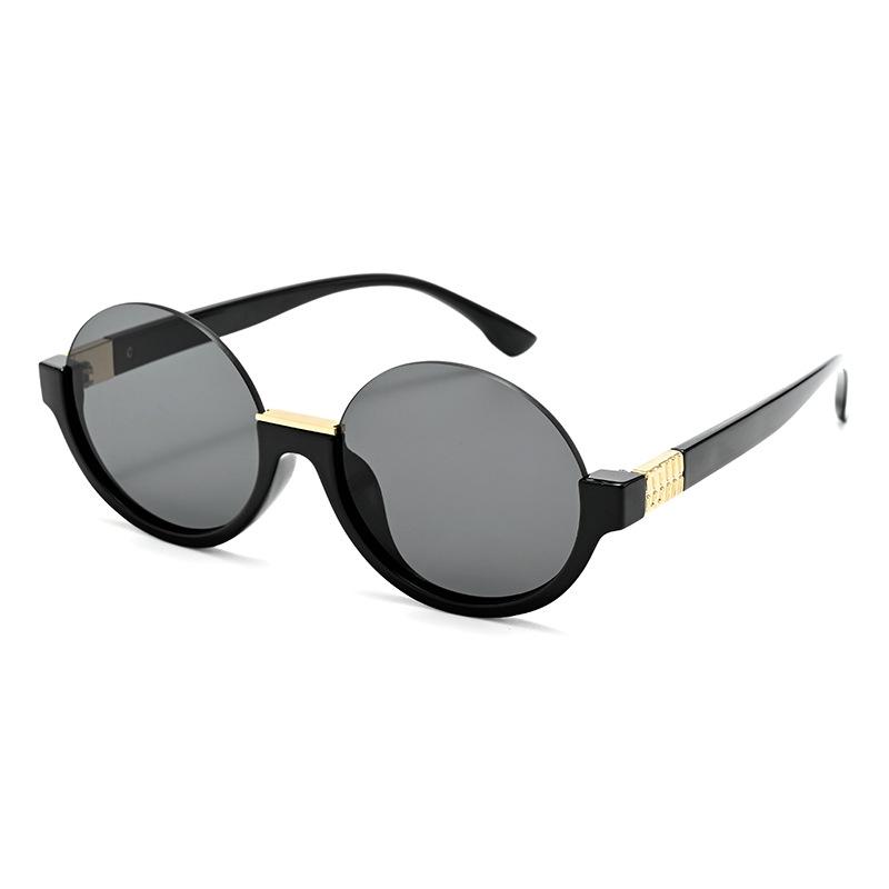 Vintage half-frame old money wind leopard print brown sunglasses female tide small face advanced sense street shot seaside vacation sunglasses
