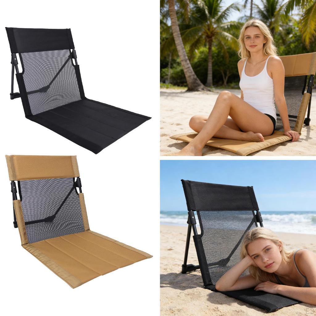 Beach Chair Portable Foldable Lounge Mat Floor with Backrest Outdoor Reclining Support Adults