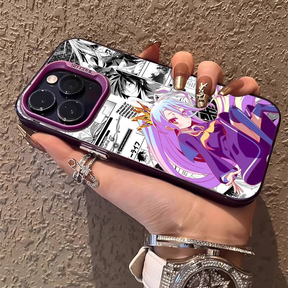Anime Girl Shiro Phone Case For IPhone 17 16 15 14 13 12 11 Plus Pro Max Multicolor Aurora Laser Shockproof Funda Cover