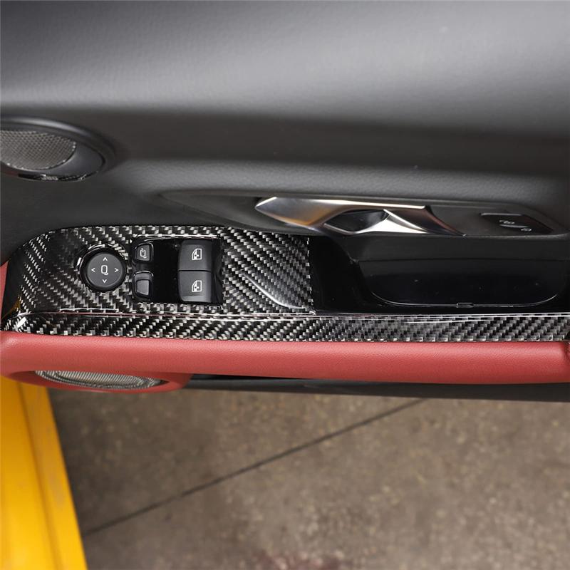 WO-For Toyota Supra GR A90 - Soft Carbon Fiber Car Door Armrest Window Switch Panel Sticker Trim Parts (RHD)