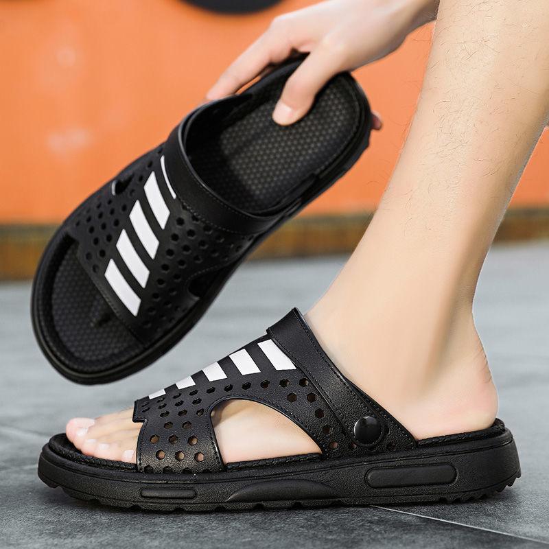 WTEMPO Mens Summer Sandals Soft Bottom Thick Bottom Slides Outdoor Hollow Beach Shoes Indoor Slipper Wearable Anti-slip Hiking Shoes
