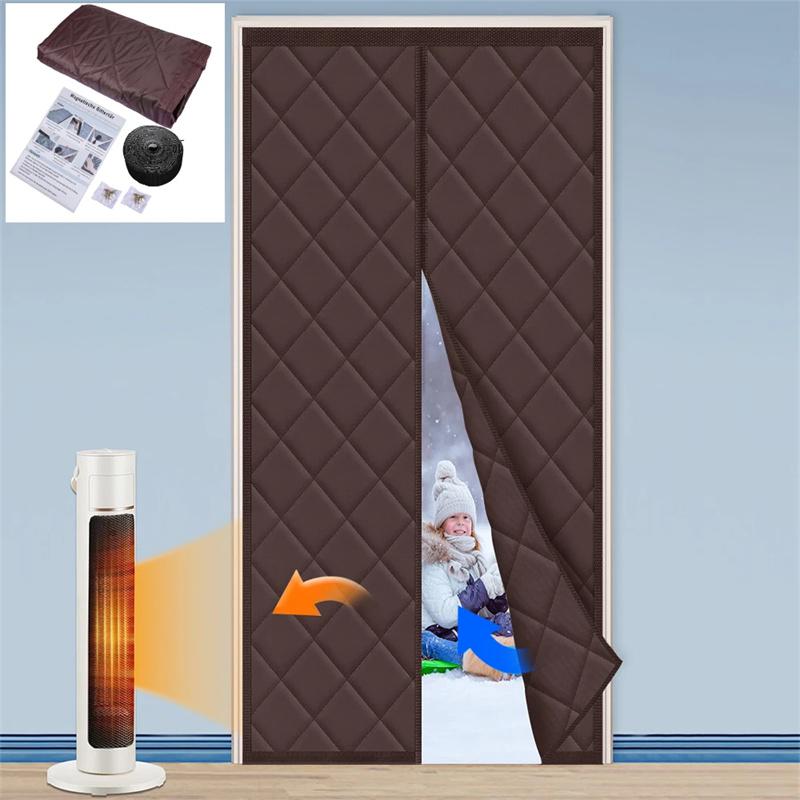 Magnetic Thermal Insulated Door Curtain Energy-Saving Privacy-Protecting Windproof Waterproof Cotton Curtain for Heater Room