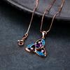 New Rose Gold Pink Three Leaf Flower Pendant Necklace Elegant and High End Jewelry