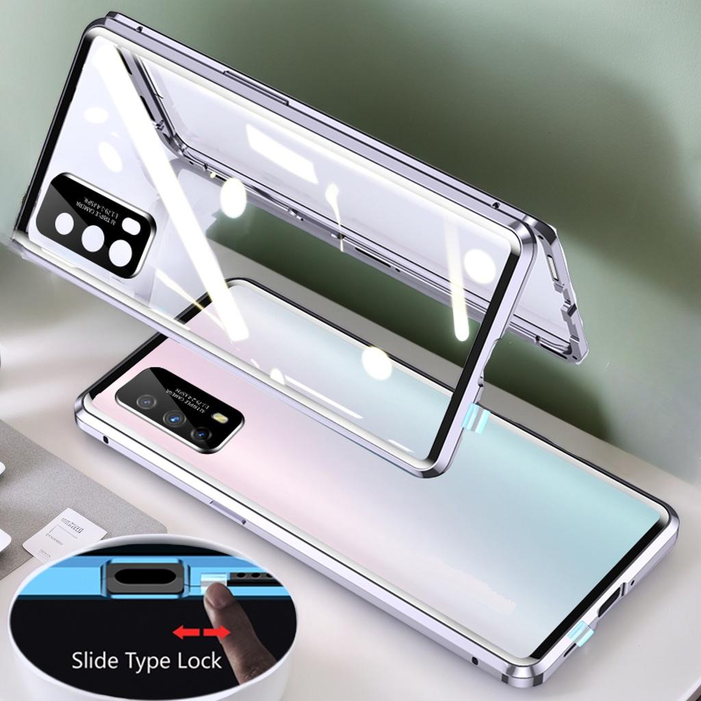 360 Metal Magnetic Case for XiaoMi Mi 11 14 Ultra 13T 11 14T 15 Pro 14 Civi Double-Sided Glass Transparent Snap Lock Phone Cover