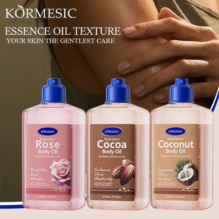 Huile de massage - KORMESIC - 260 ml - Cacao - Hydratante &amp; nourrissante - Pour adultes