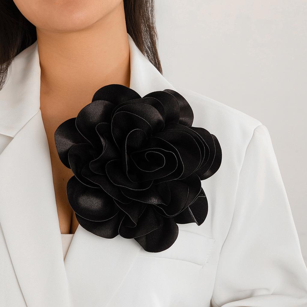Retro Exaggerated Satin Fabric Large Flower Broochs Dual-purpose Duckbill Rose Pin Corsage for Women Jewelry Accessories Gifts