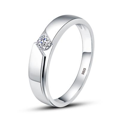 Eenvoudige Ronde Snede 0,5ct Verlovingsring Tibetaans Zilver S925 Ringen voor Vrouwen Unisex Belofte Ring Trouwring Sieraden