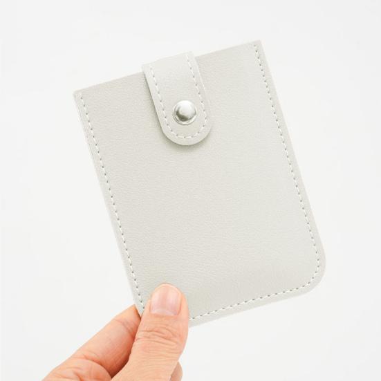 Faux Leather Card Holder Large Capacity Pull-out 6 Slots Solid Color Button Slim Minimalist Portable Business Card Bank Card Driver