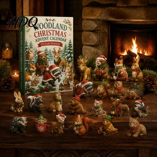Advent Calendar for Boys 24 Days Christmas Calendar Forest Animals Countdown Collectible Surprise Boxes Cute Acrylic Toys Holiday Party Decoration