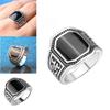 Elegant Fashion Jewelry Ring With Round Black Rhinestone And Curved Engraving For Men