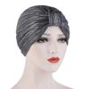 Chemo Cancer Hat Cap Pleated Turban Women Stretch Knotted Shiny Muslim Headscarf