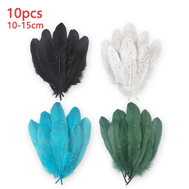 10-15cm Black White Gold Blue Green Feathers For Crafts Hat Plumas Long Decoration Big Small Trim Accessories Flower Goose 10pcs
