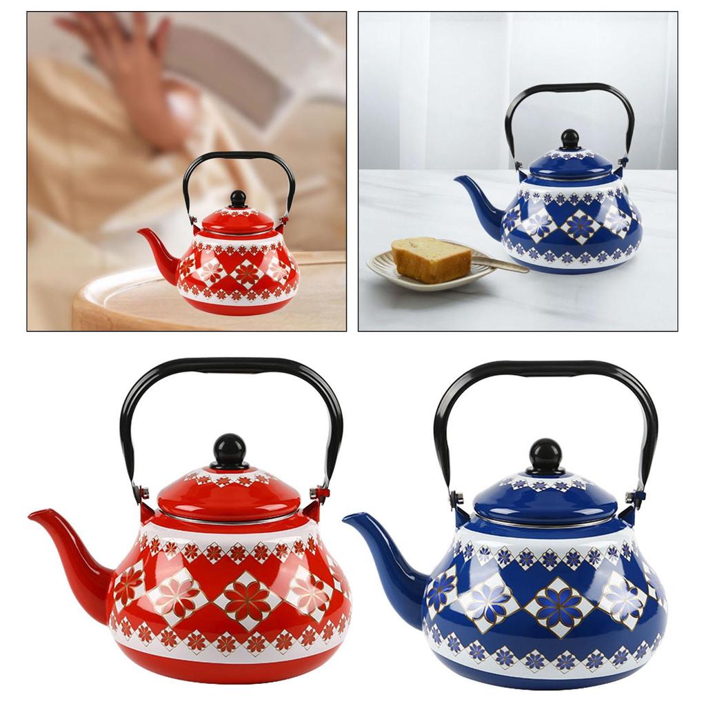 Ceramic Teapot Tea Kettle Enamel Kettle Porcelain Tea Kettles for Boiling Hot Water for Outdoor Household Hotel Picnic Kitchen