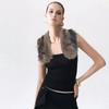 Y25TP178 European & American Cross-Border Women's Halter Fur Collar Sexy Backless Strapless Top for Spring/Summer.
