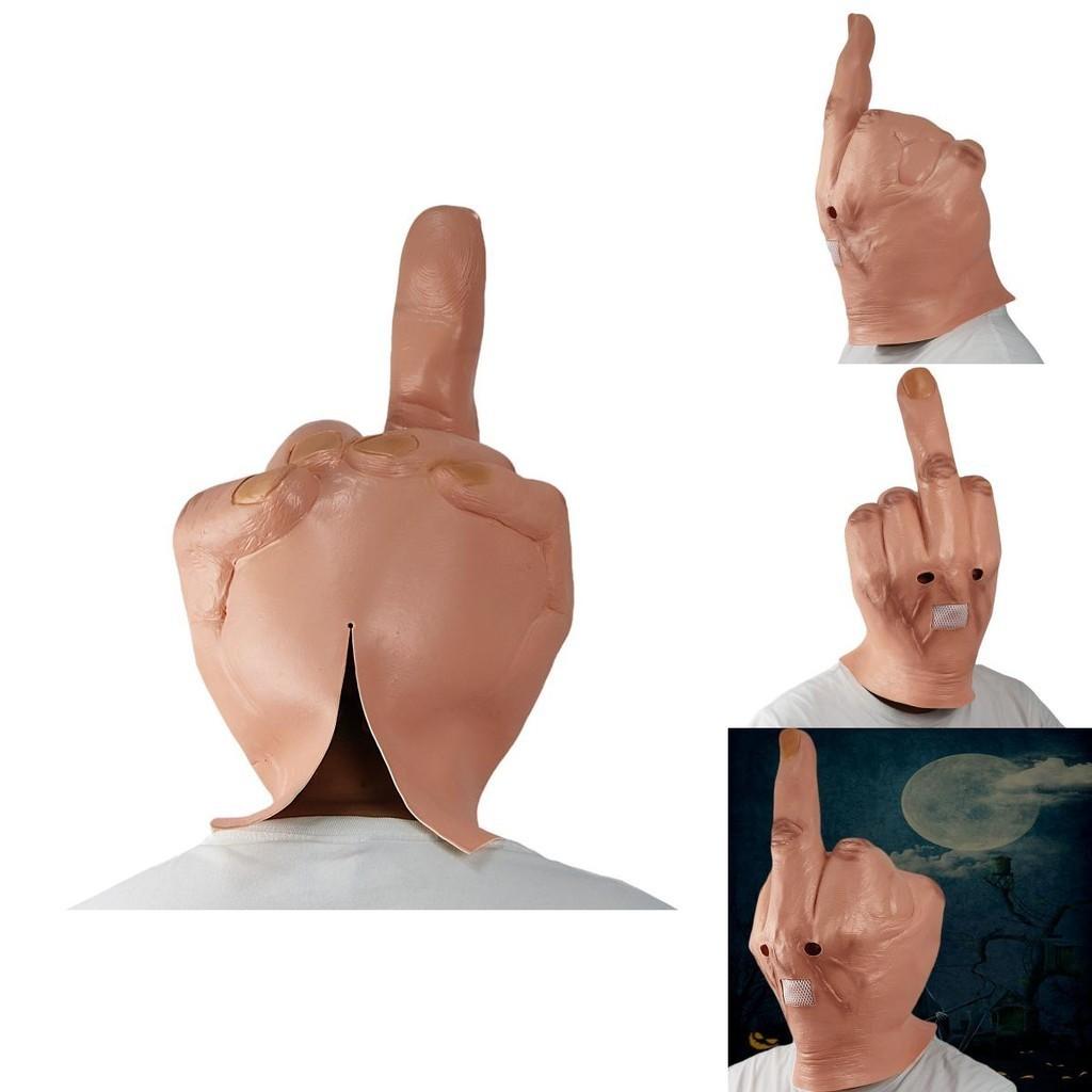 Middle Finger Scary Halloween Mask Latex Full Head Costume Party Prop Cosplay