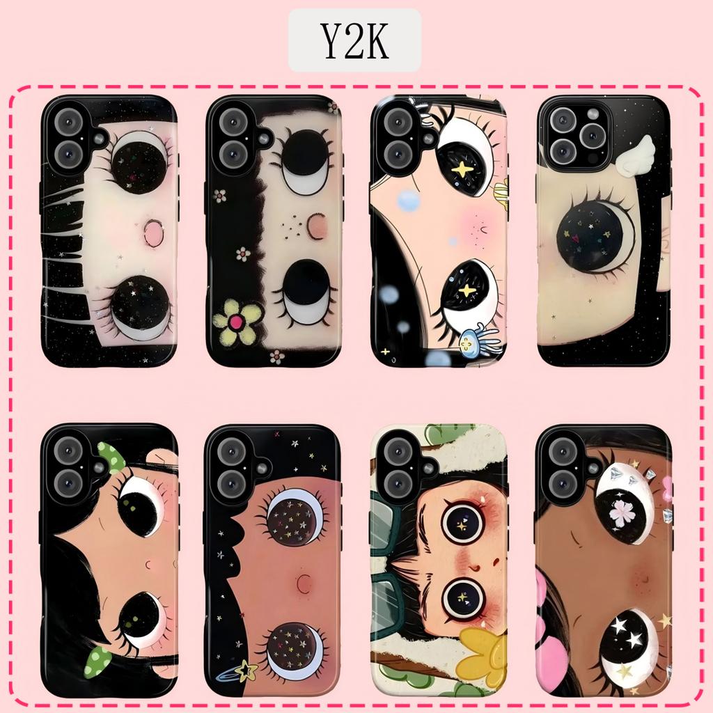 Clmj BIG EYES COMIC GIRL Phone Case for iPhone 17 16e 16 15 14 13 12 11 X XS XR XSMAX 7 8 Air Pro Max Plus Luxury Double-layer