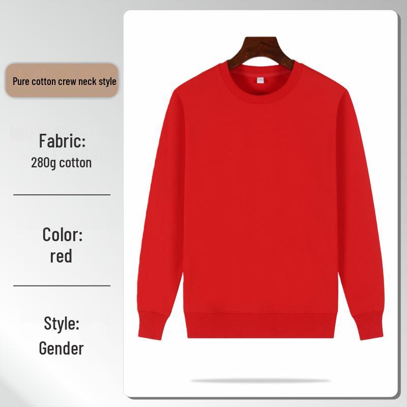2026 Red Corporate Anniversary Sweatshirt - Custom Round Neck with Logo for Annual Meeting and Company Culture