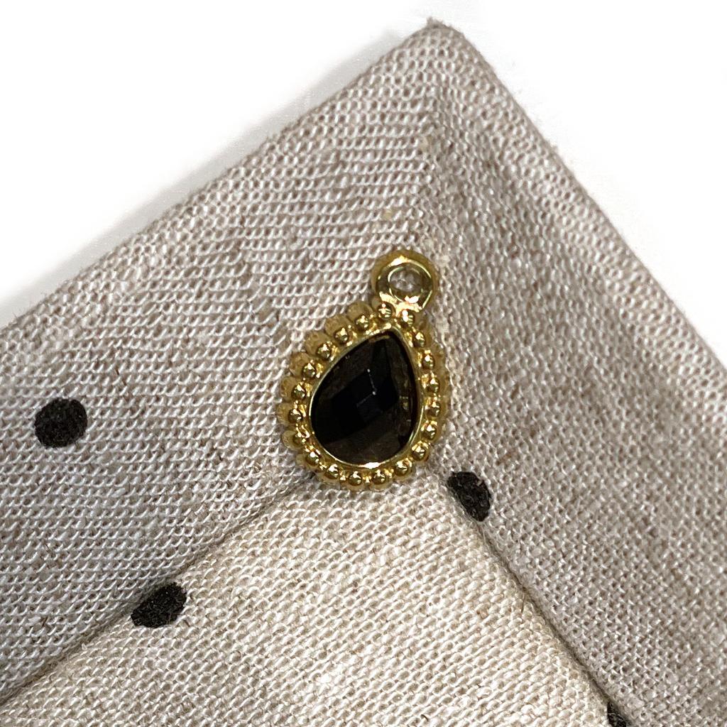 3Pcs, Natural Stone Teardrop Faceted Pendant 11x15mm Golden Bezel Frame Charm for DIY Necklace Jewelry Making