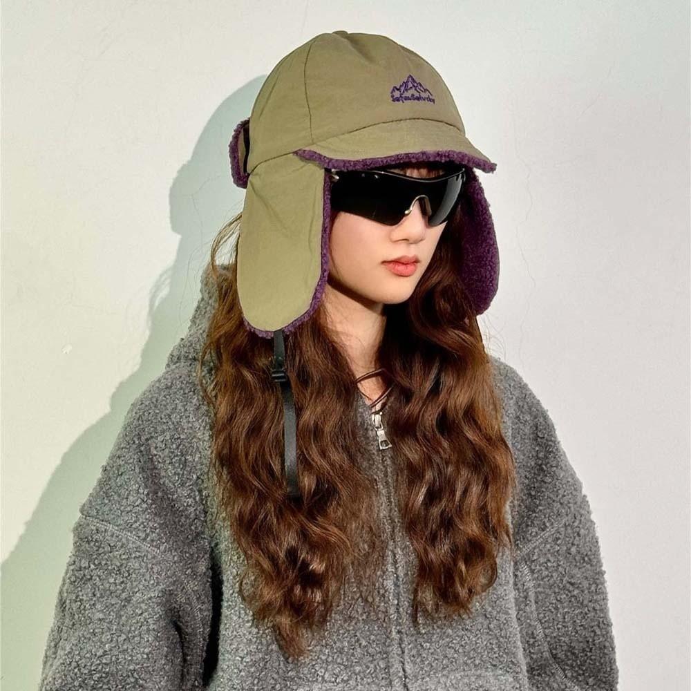 Japanese Style Earflaps Visor Hat Lightweight Windproof Pilot Cap Retro Ear Protection Cap  Autumn