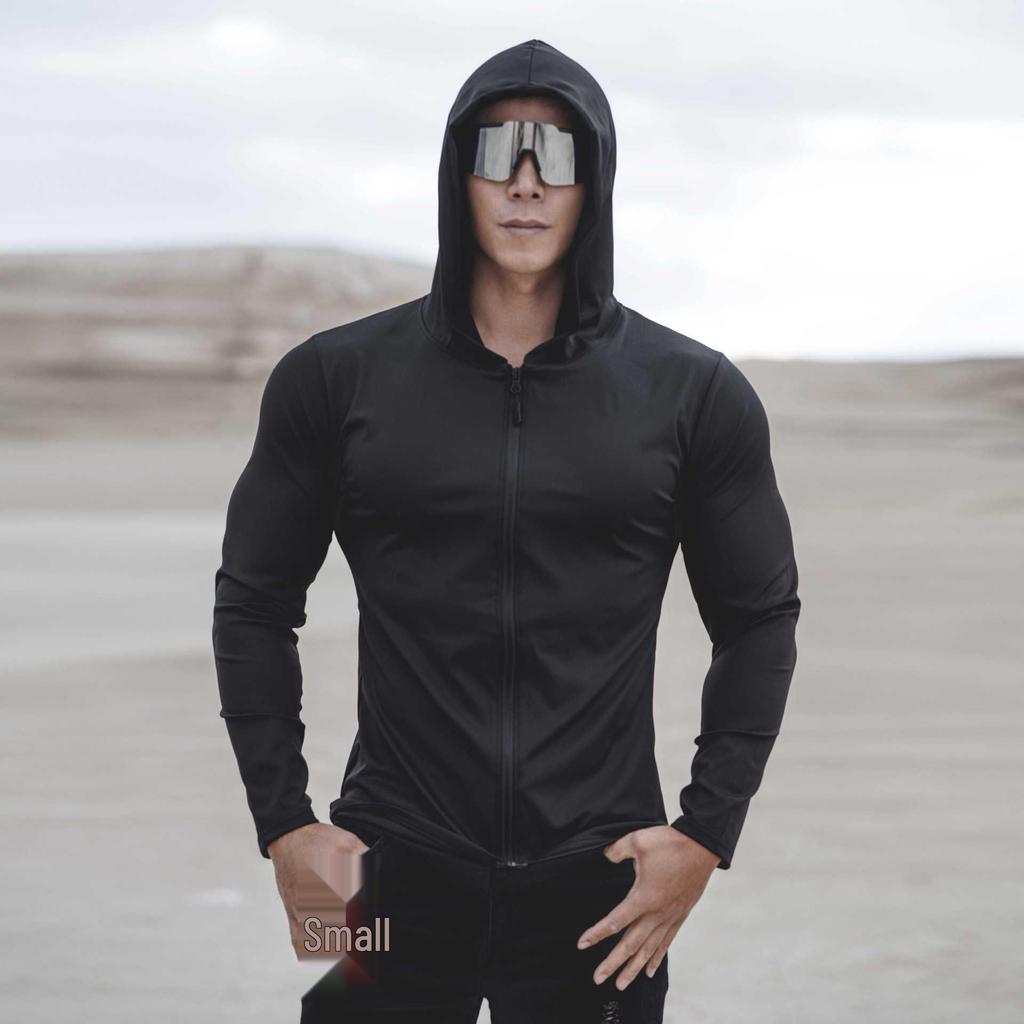 Herren Quick-Dry Ice Silk Kapuzenjacke zum Laufen, Training, Radfahren & Sonnenschutz