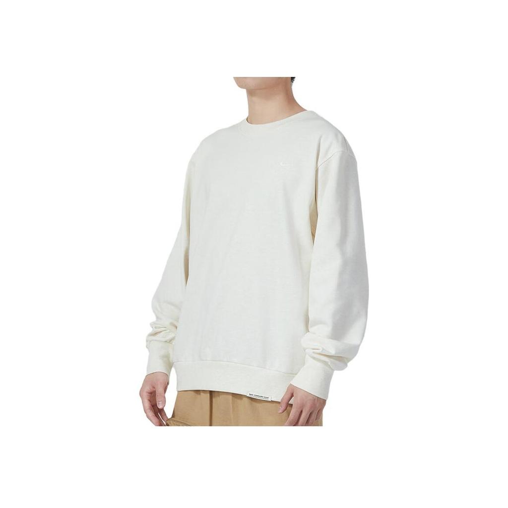 Nike Solid Breathable Crew Neck Sweatshirt Men Tops White DQ5821-027