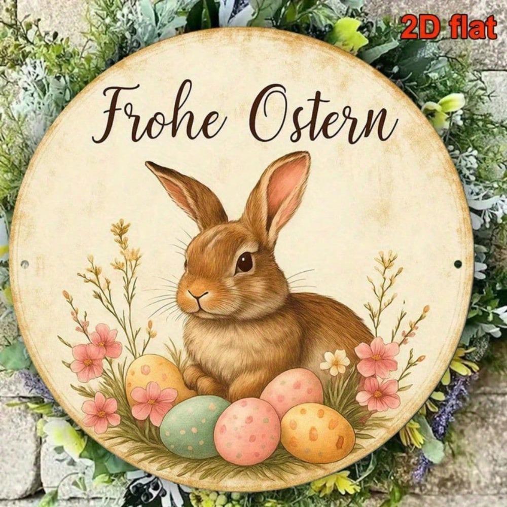 Vintage Easter Metal Sign Wall Decor Bunny Egg Home Decoration